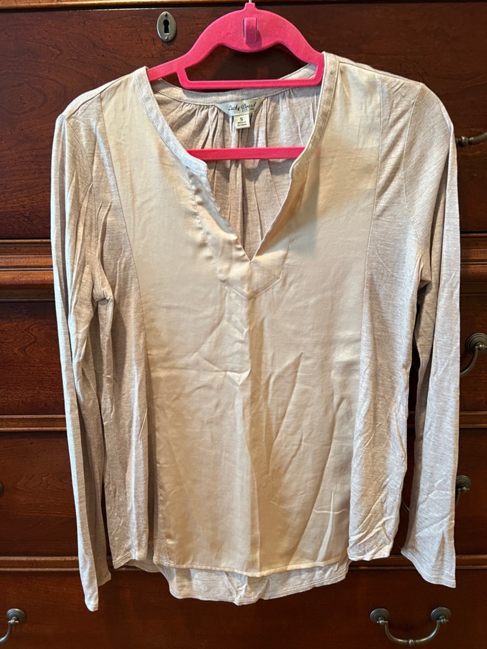 Lucky Brand Mix Media V-Neck Long-Sleeve Blouse